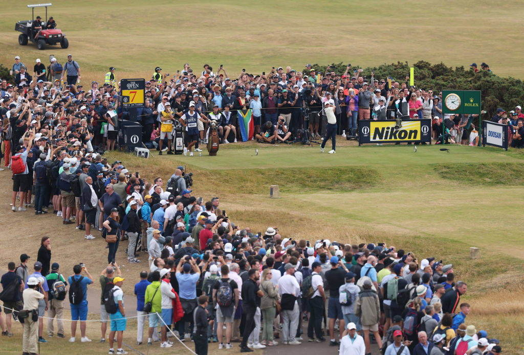 Rory McIlroy tees off during The 150th Open, at St Andrews in 2022